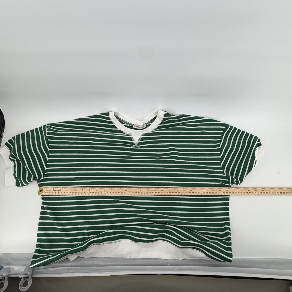 Cotton Zenana Women's Oversized Striped T Shirt Green White Short Sleeve 1X NWOT - Picture 8 of 9